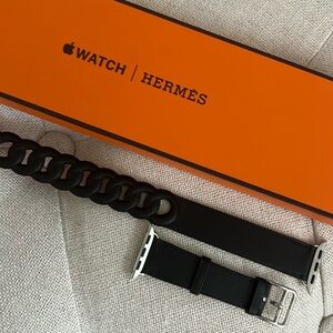 NEW Hermes Apple Watch Band Black 41mm Double Tour Leather Link in box ribbon
